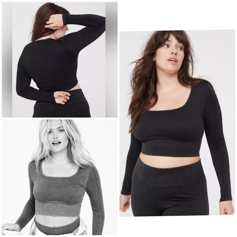 NWOT Aerie Offline Cable Long Sleeve top in Black